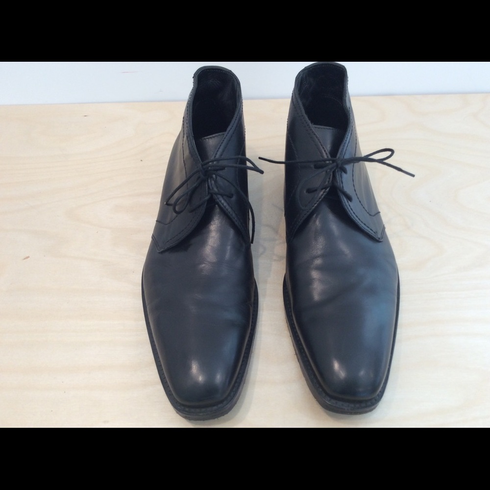 Black leather ankle boot